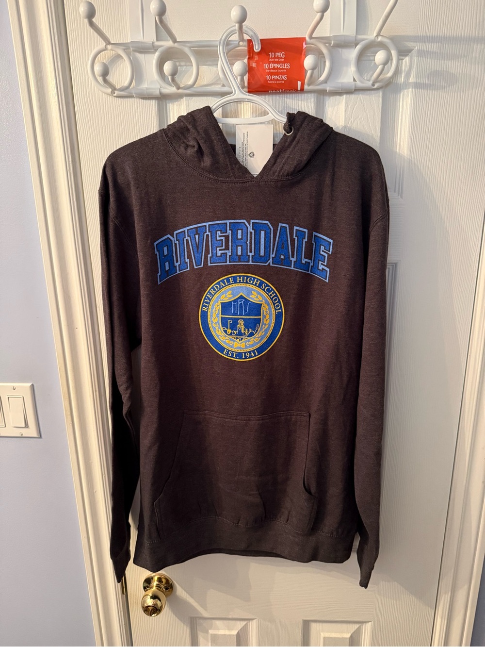 Riverdale Dark Grey Pullover Hoodie with Blue Crest Graphic